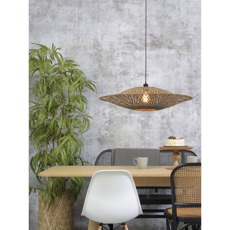 Good&Mojo-collectie Hanging lamp Bali horiz. 87x20cm black/natural, L