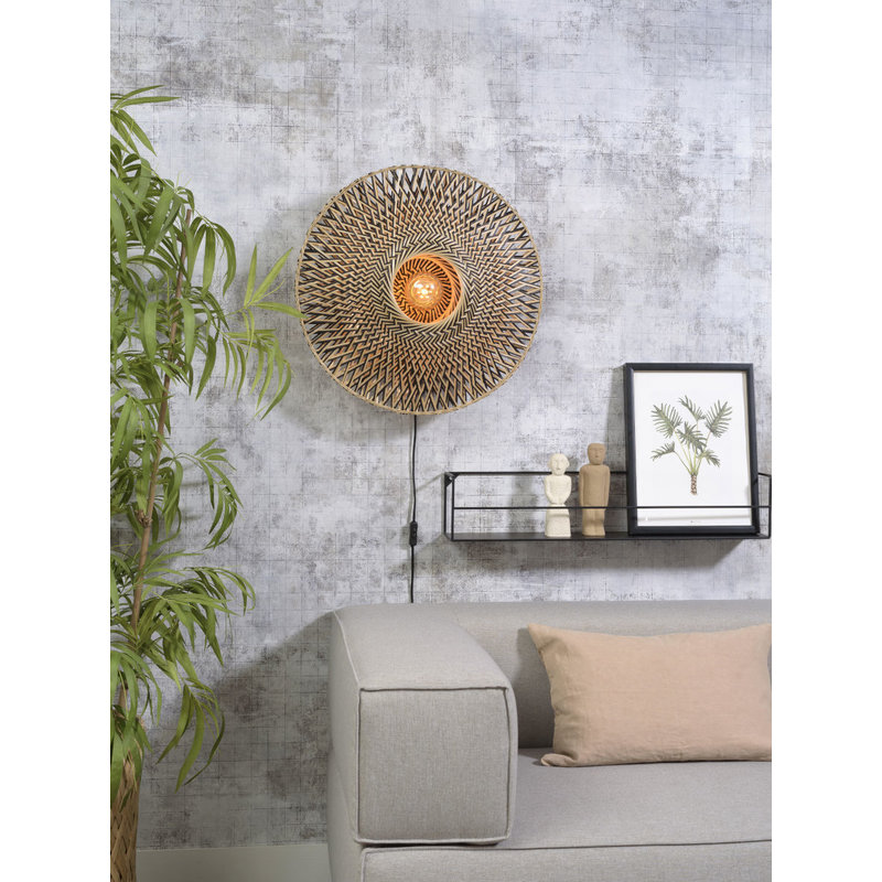 Good&Mojo-collectie Wall lamp Bali dia.60x15cm black/natural, M