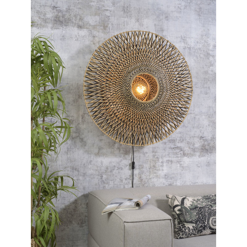 Good&Mojo-collectie Wall lamp Bali dia.87x20cm black/natural, L