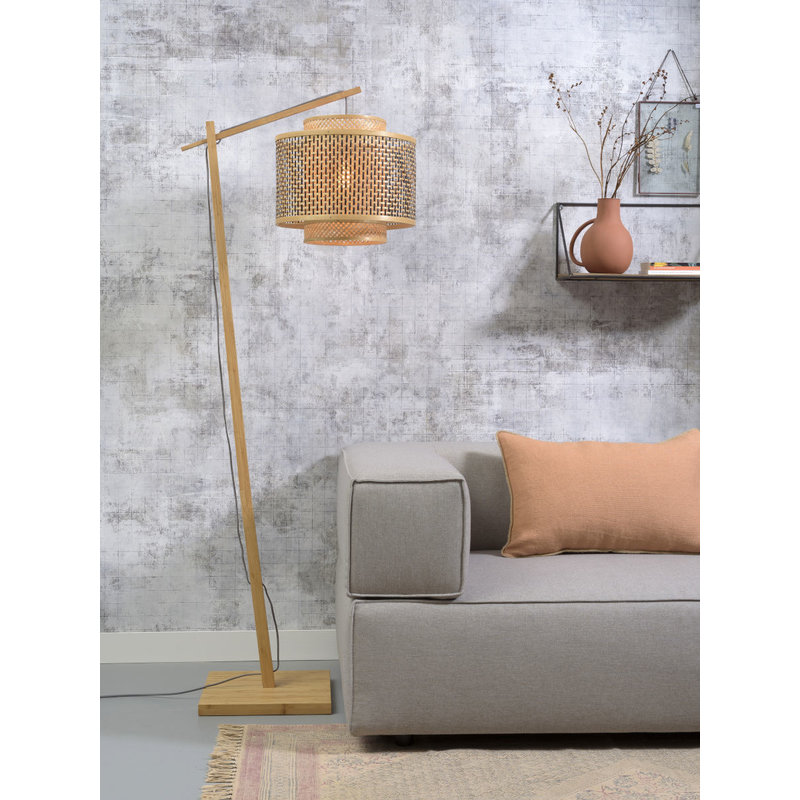 Good&Mojo-collectie Floor lamp Bhutan nat. h.176cm/shade 40x34cm bl./nat. S