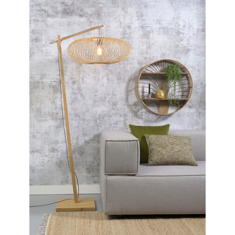 Good&Mojo-collectie Floor lamp Cango nat. h.176cm/shade 60x25cm black