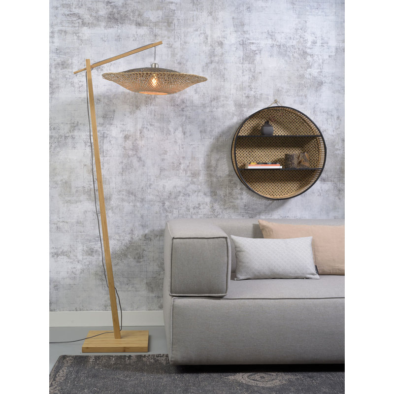 Good&Mojo-collectie Floor lamp Kalimantan  nat.h.176cm/shade horiz.60x15cm nat/b