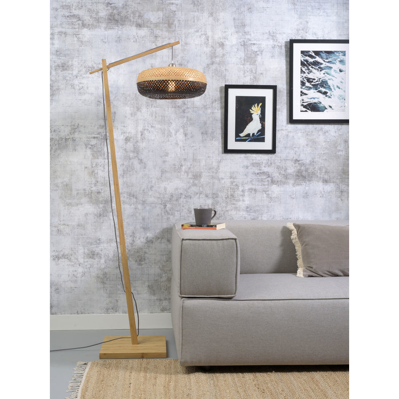 Good&Mojo-collectie Floor lamp Palawan nat. h.176cm/shade 40x15cm nat/bl.