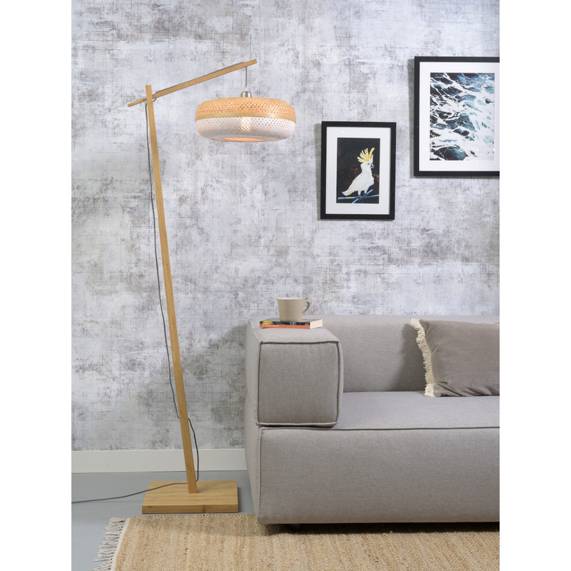Good&Mojo-collectie Floor lamp Palawan nat. h.176cm/shade 40x15cm nat/wh.
