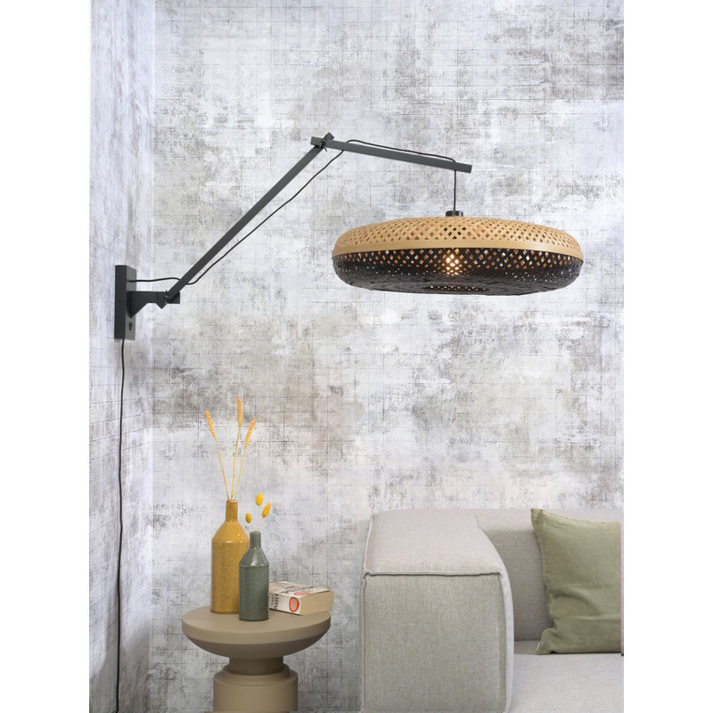 Good&Mojo-collectie Wall lamp Palawan bl./shade 60x15cm nat./black, L