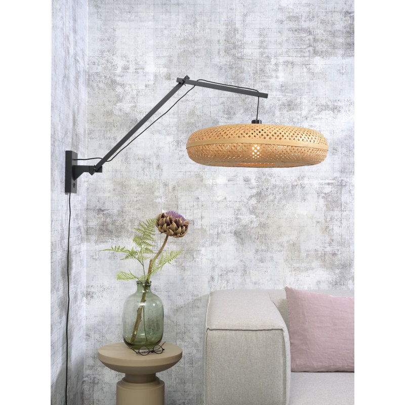 Good&Mojo-collectie Wandlamp Palawan zwart/naturel L