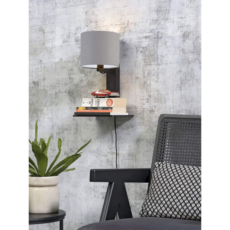 Good&Mojo-collectie Wall lamp Andes bl. shelf/shade 1815 ecolin. l.grey