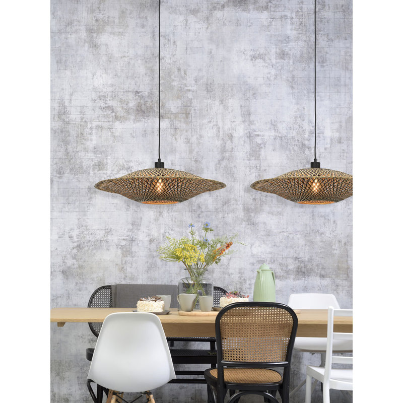 Good&Mojo-collectie Hanging lamp Bali horiz. 60x15cm black/natural, M