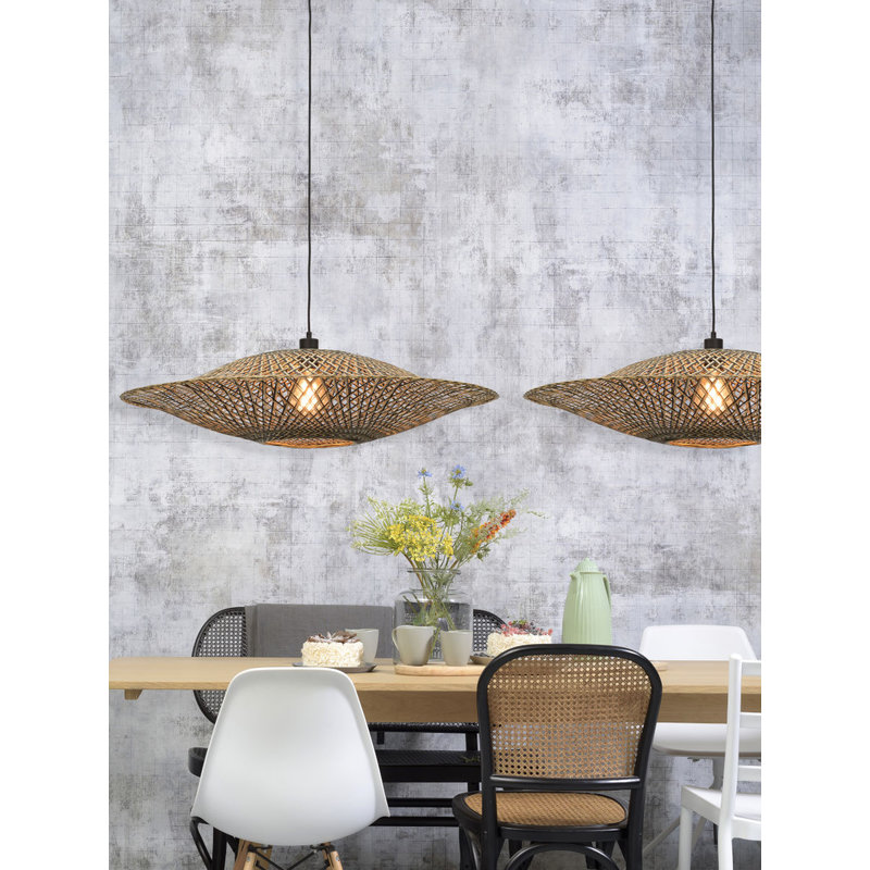 Good&Mojo-collectie Hanging lamp Bali horiz. 87x20cm black/natural, L