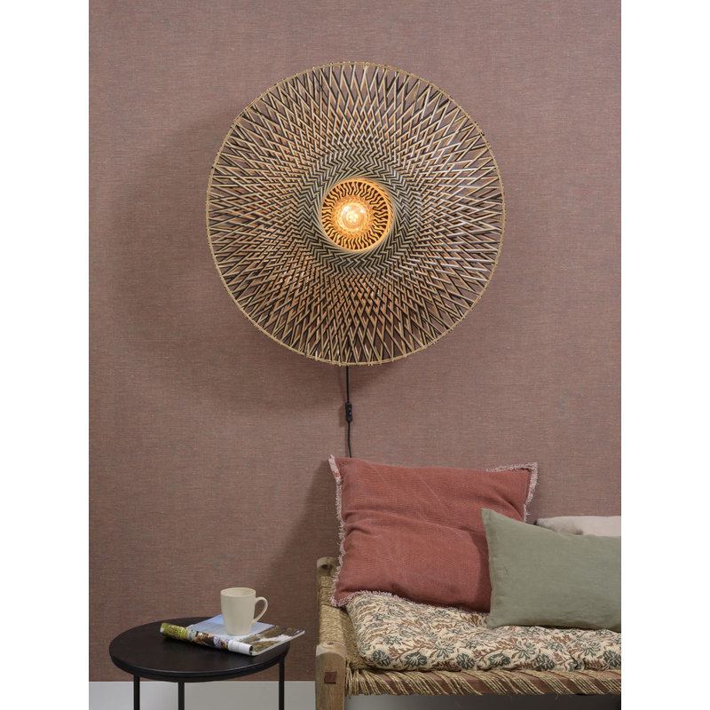 Good&Mojo-collectie Wall lamp Bali dia.87x20cm black/natural, L