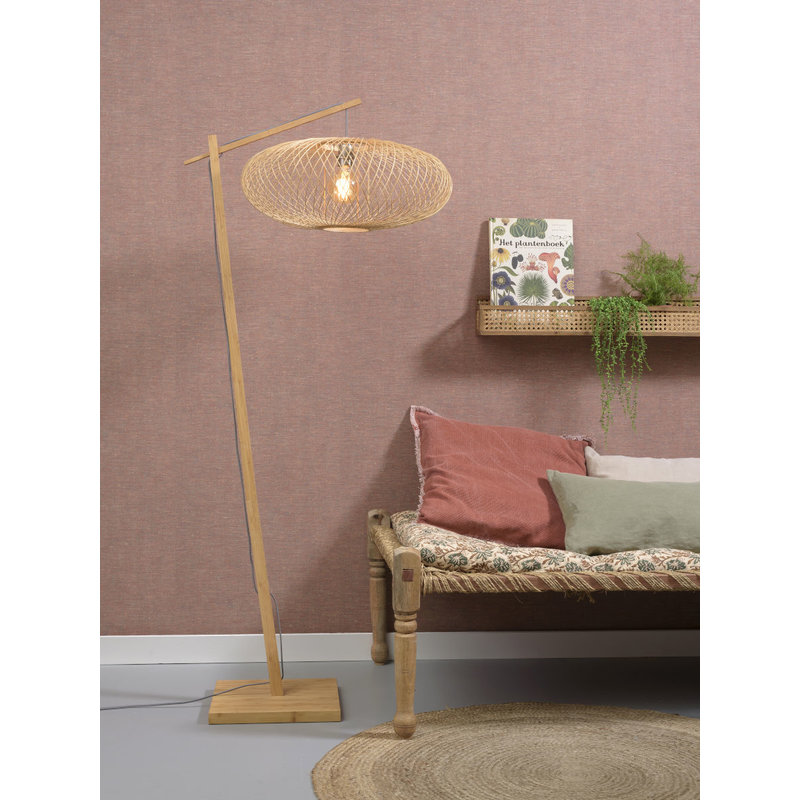 Good&Mojo-collectie Floor lamp Cango nat. h.176cm/shade 60x25cm black