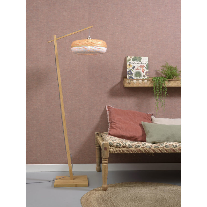 Good&Mojo-collectie Floor lamp Palawan nat. h.176cm/shade 40x15cm nat/wh.