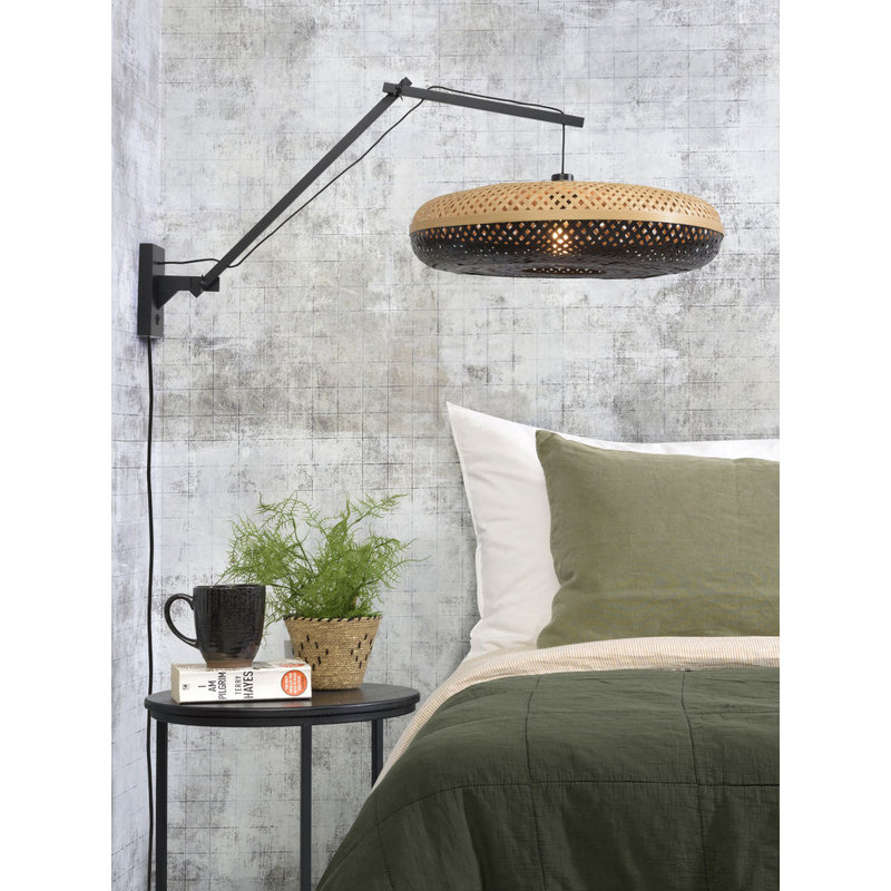 Good&Mojo-collectie Wall lamp Palawan bl./shade 60x15cm nat./black, L