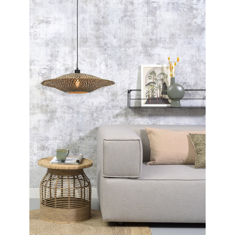 Good&Mojo-collectie Hanging lamp Bali horiz. 60x15cm black/natural, M