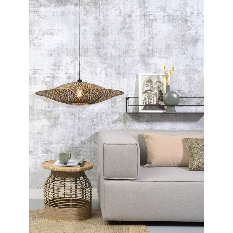 Good&Mojo-collectie Hanging lamp Bali horiz. 87x20cm black/natural, L