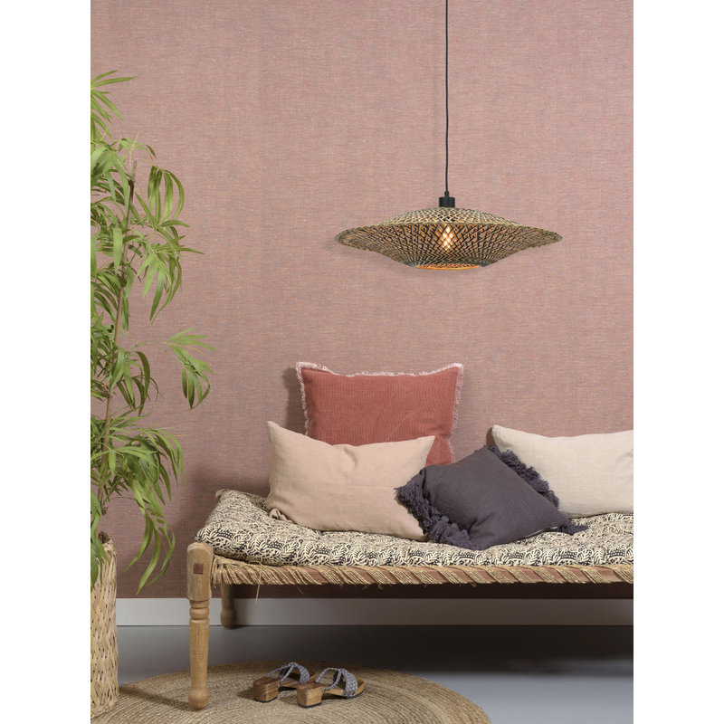 Good&Mojo-collectie Hanging lamp Bali horiz. 60x15cm black/natural, M