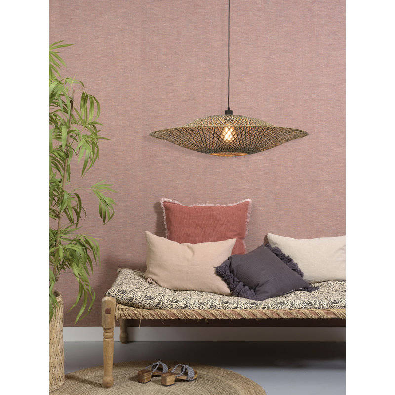 Good&Mojo-collectie Hanging lamp Bali horiz. 87x20cm black/natural, L