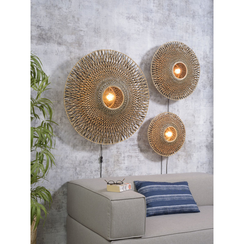 Good&Mojo-collectie Wandlamp Bali 44cm zwart/naturel S