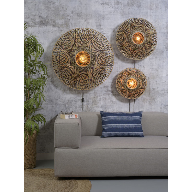 Good&Mojo-collectie Wall lamp Bali dia.87x20cm black/natural, L