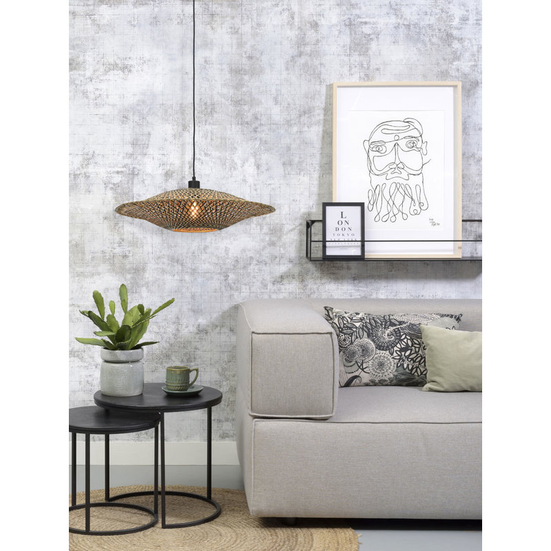 Good&Mojo-collectie Hanging lamp Bali horiz. 60x15cm black/natural, M