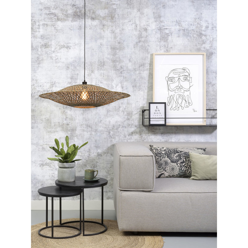 Good&Mojo-collectie Hanging lamp Bali horiz. 87x20cm black/natural, L