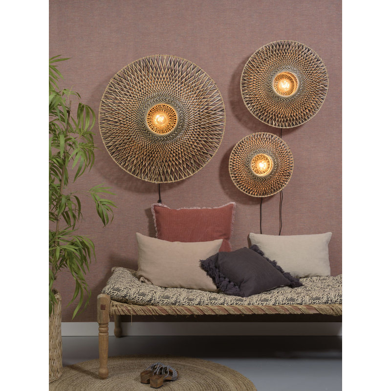Good&Mojo-collectie Wall lamp Bali dia.44x12cm black/natural, S