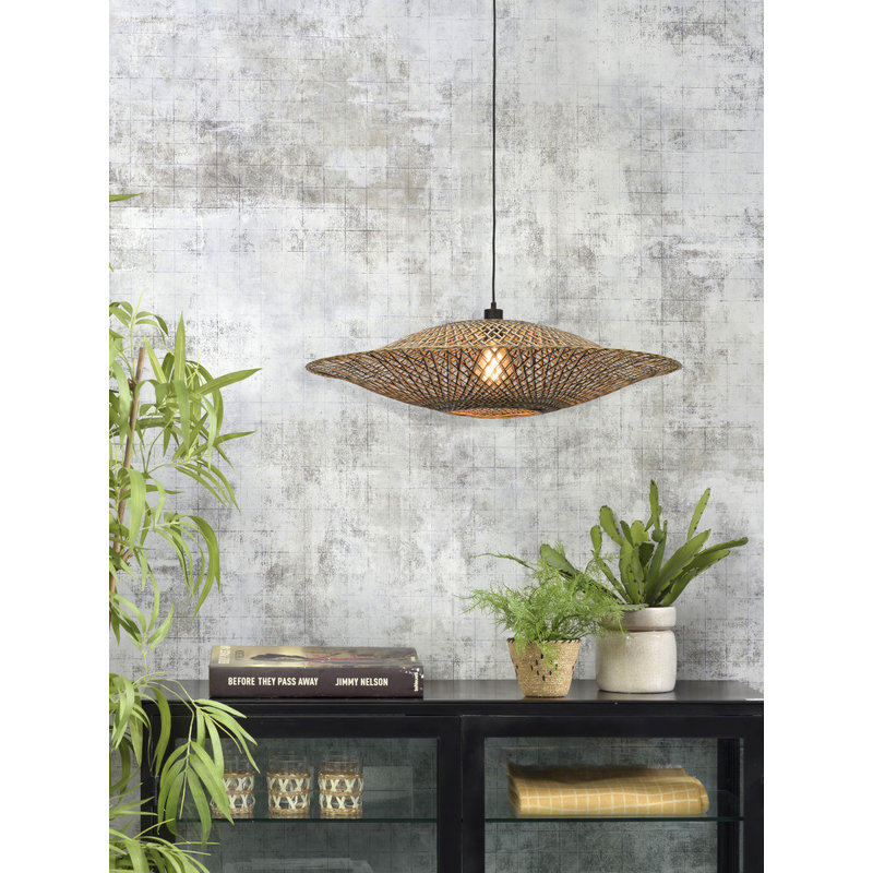 Good&Mojo-collectie Hanging lamp Bali horiz. 87x20cm black/natural, L