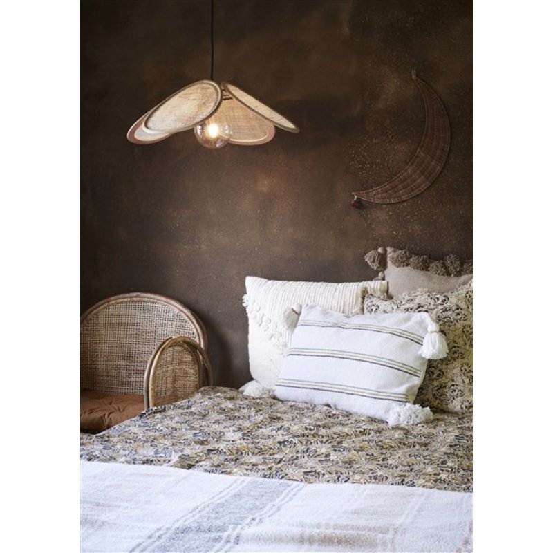 Madam Stoltz-collectie Rattan ceiling lamp w/ linen