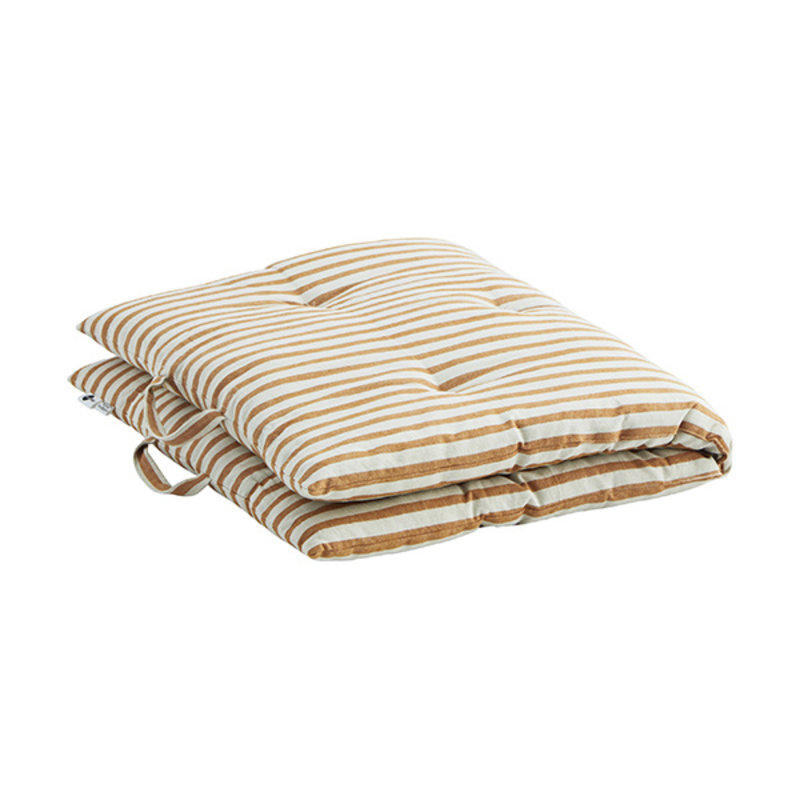 Madam Stoltz-collectie Matraskussen streep dark honey - off white 60x100 cm