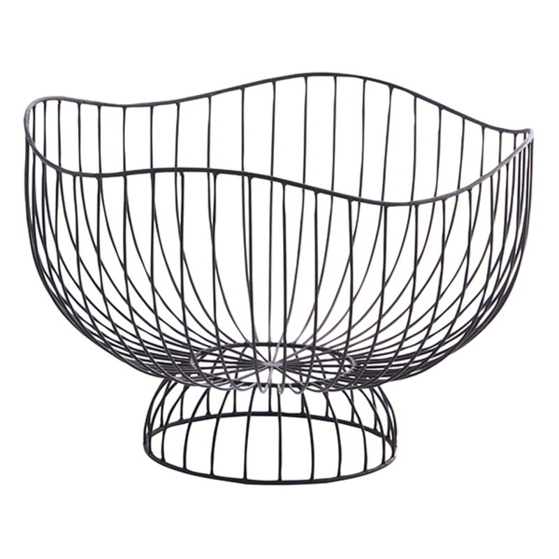 Madam Stoltz-collectie Organic shaped iron basket Ant.brown D:60x40 cm