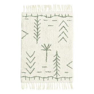 Madam Stoltz Tufted cotton bath mat Ivory, jade 60x90 cm