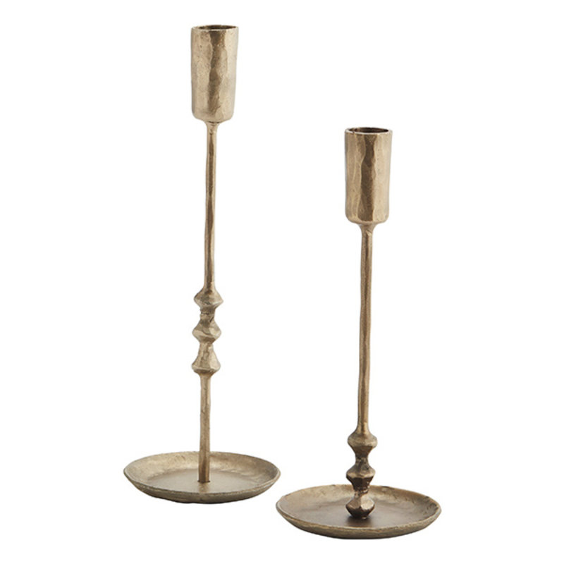 Madam Stoltz-collectie Hand forged candle holders Brass H:23/28 cm