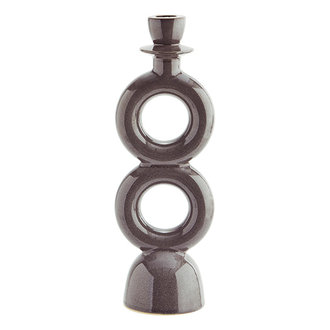 Madam Stoltz Stoneware candle holder Dark grey H:30 cm