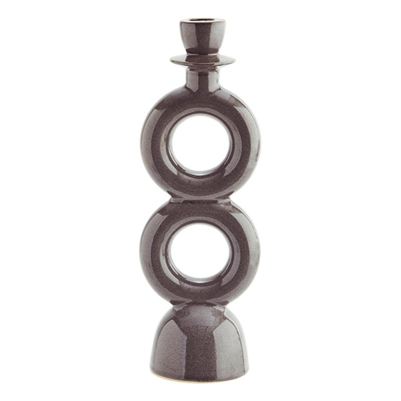 Madam Stoltz-collectie Stoneware candle holder Dark grey H:30 cm