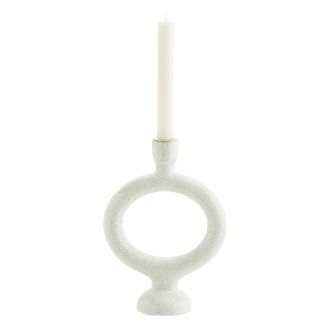 Madam Stoltz Stoneware candle holder Off white H:27,5 cm