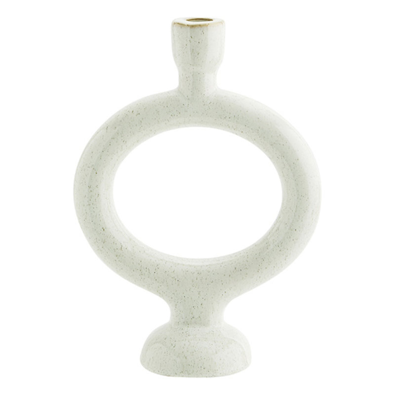 Madam Stoltz-collectie Stoneware candle holder Off white H:27,5 cm