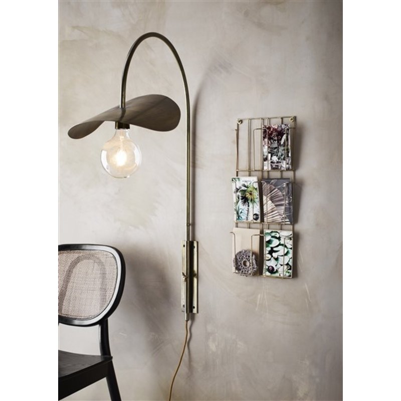 Madam Stoltz-collectie Iron wall lamp Ant.brass 37x66x103 cm