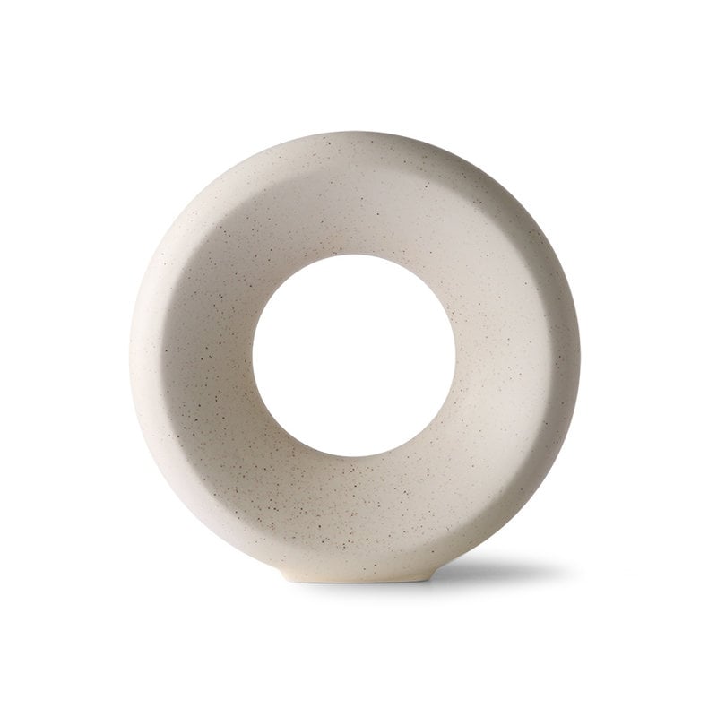 HKliving-collectie Ceramic circle vase M white speckled