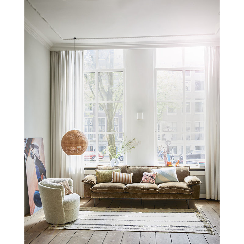 HKLIVING-collectie Retro sofa: 4-seats, velvet corduroy aged gold