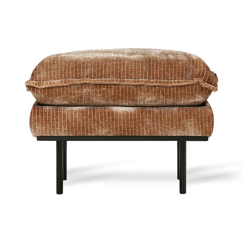 HKLIVING-collectie Retro sofa: hocker, velvet corduroy aged gold