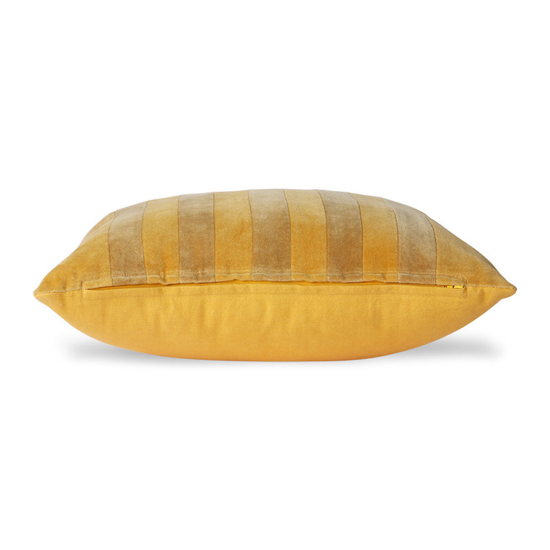 HKliving-collectie Striped velvet cushion ochre/gold (45x45)