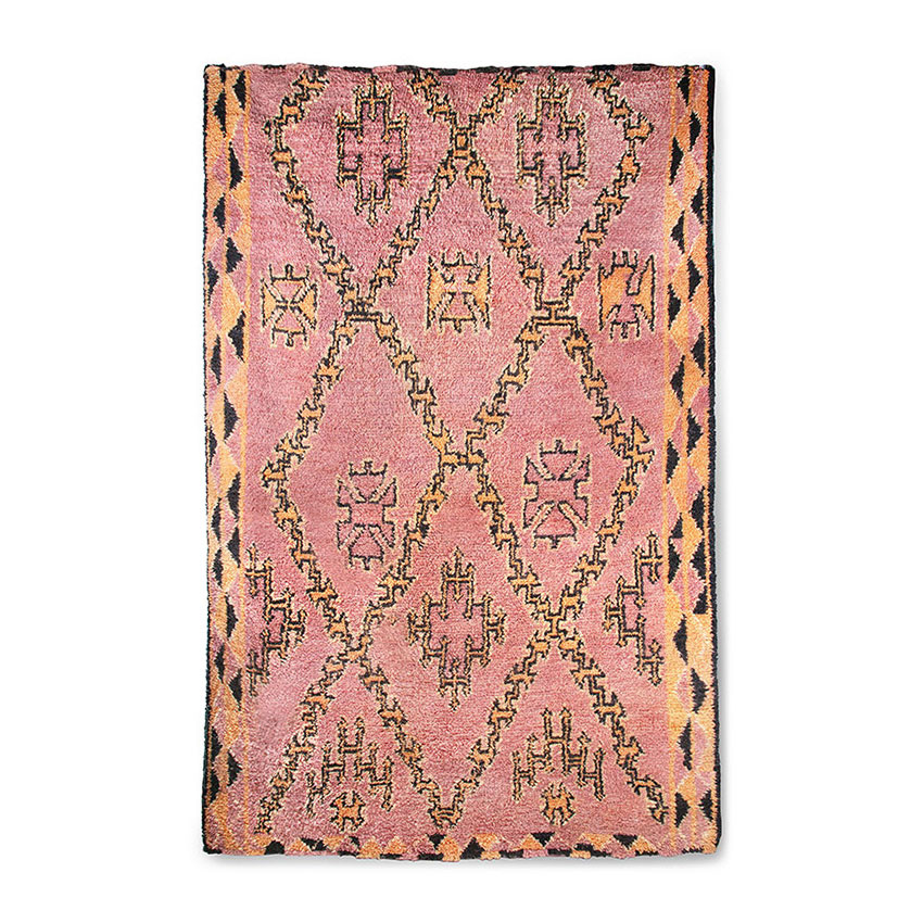 HKLIVING-collectie Handgeknoopt wollen berber vloerkleed terra/oranje 180x280