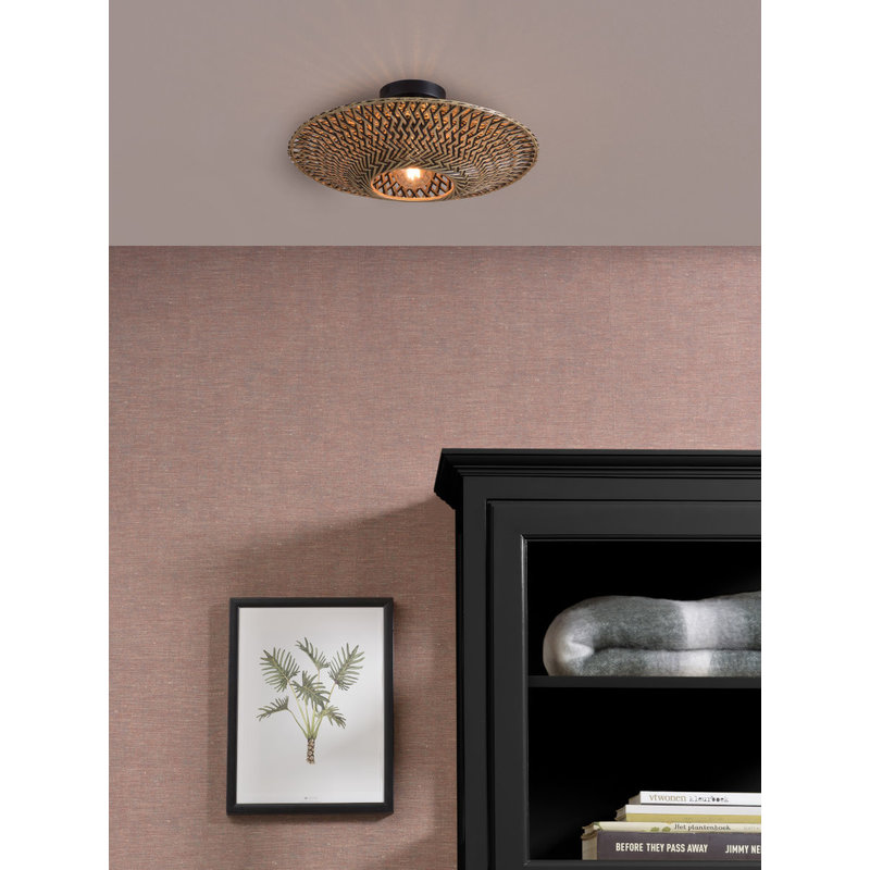 Good&Mojo-collectie Ceiling lamp Bali dia.44x12cm black/natural, S