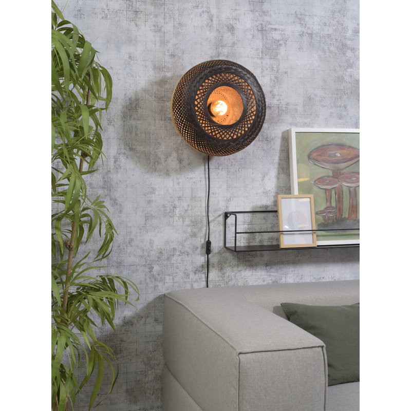 Good&Mojo-collectie Wall lamp Palawan 40x15cm nat./black, S