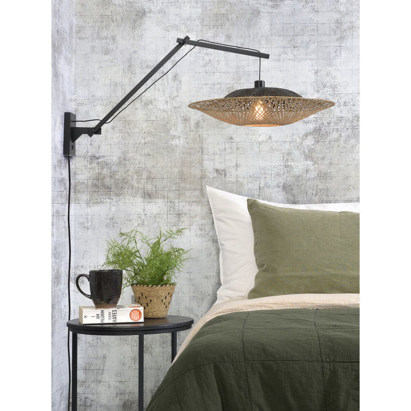 Good&Mojo-collectie Wall lamp Kalimantan bamb. bl./shade horiz. 60x15cm b/n, L