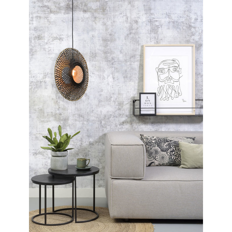 Good&Mojo-collectie Hanging lamp Kalimantan vertical dia.44x12cm bl./nat. S