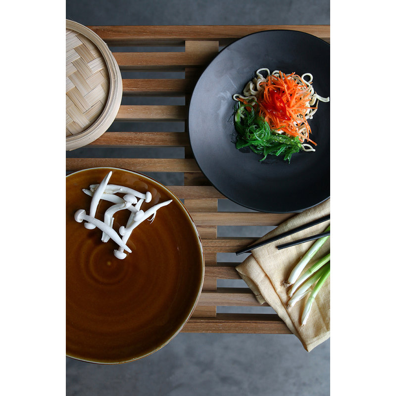 HKliving-collectie Kyoto keramiek Japans dinnerbord matzwart