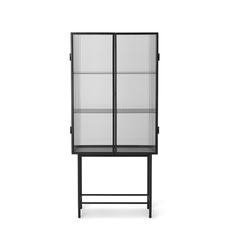 ferm LIVING-collectie Haze Vitrine - Reeded glass Black