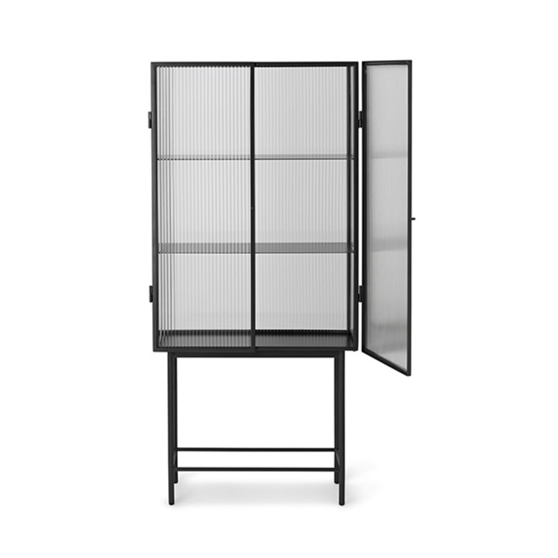 ferm LIVING-collectie Haze Vitrine - Reeded glass Black