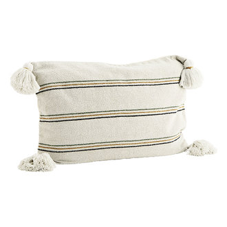 Madam Stoltz Striped cushion cover w/ tassels